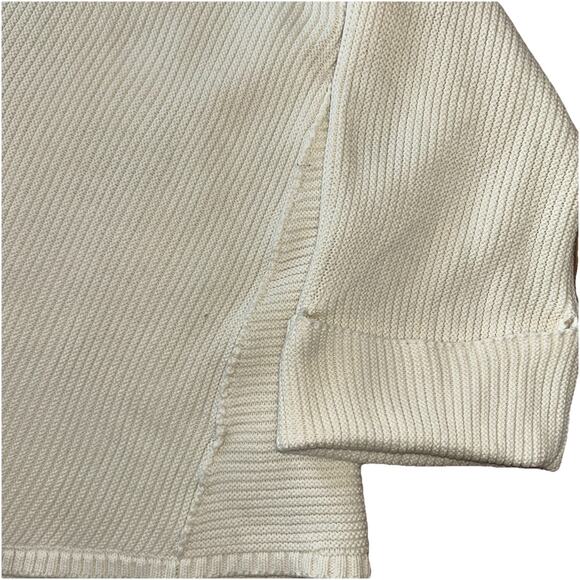 Free People La Brea Cream Ribbed Knit V Neck Sweater Womens Small Oversize Cozy - Picture 4 of 8